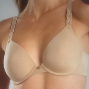 Natori Pure Luxe Contour Underwire Nude Bra Women's Size 36DDD